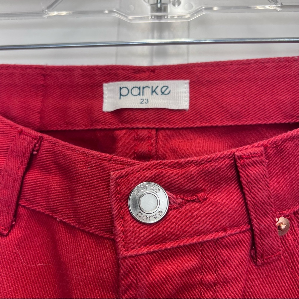 Parke Low Rise Wide Leg Baggy Jeans Womens Size 23 Red Buttonfly - Picture 8 of 12